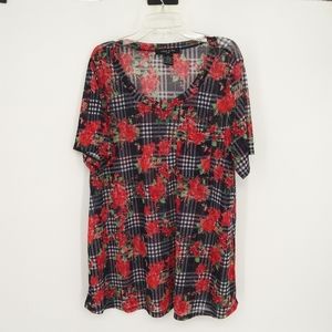 Adele & May - Chic Floral Checkered Women's Blouse